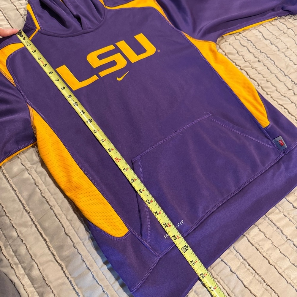 Nike Men’s LSU Tigers Therma-FIT Hoodie Purple Gold Pullover Sweatshirt XL - Picture 8 of 9
